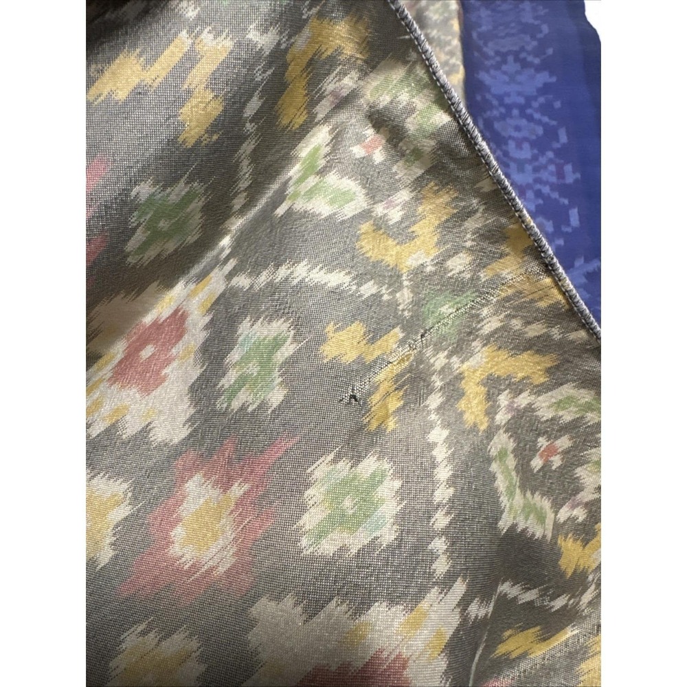 VTG Handwoven Silk SCARF Ikat Silk/Blend Indian Patola Zari Boho Hippie 46x46" - Picture 4 of 14